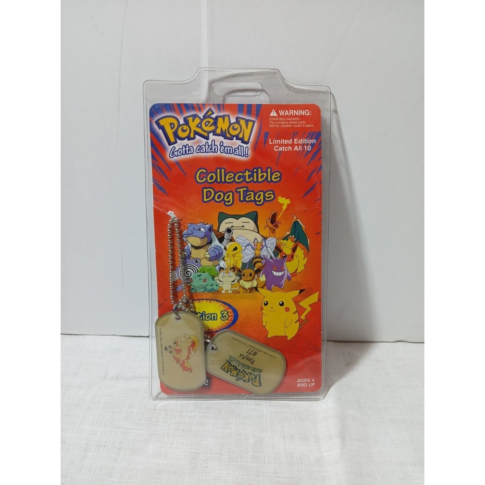 Vtg Pokemon Collectible Dog Tags Limited Edition Ponyta #77 Toysite 1999 New NIP